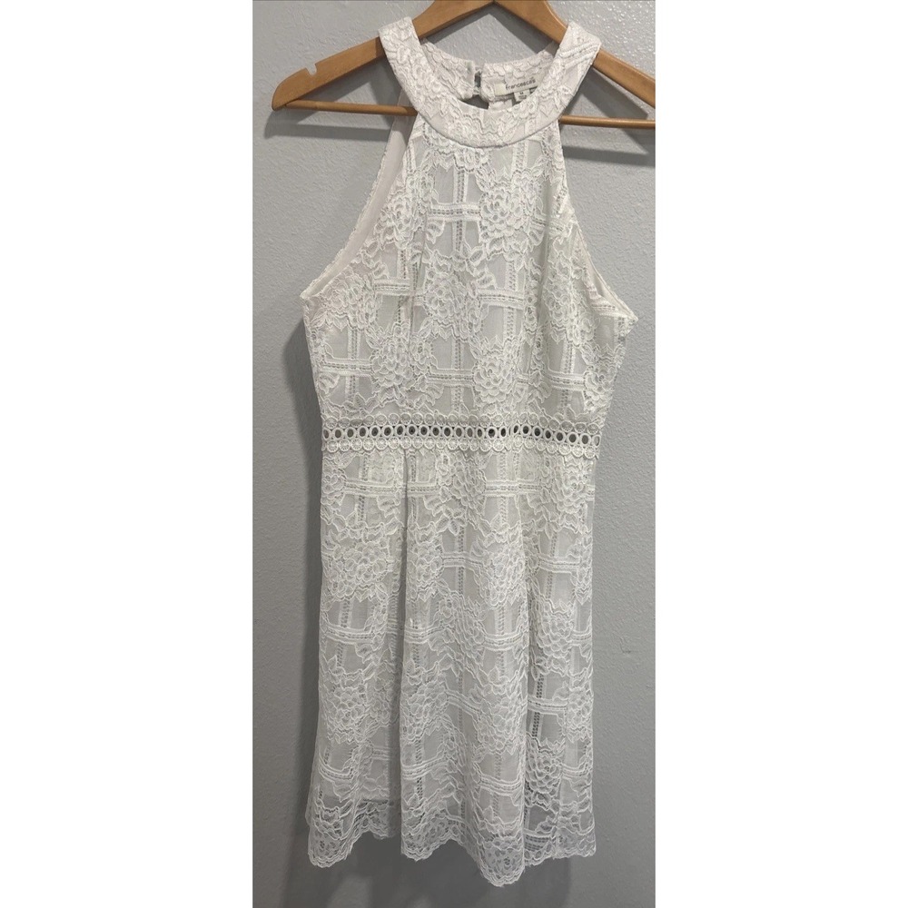 Francescas White Lace Knee Length Dress Women's Size M Wedding Prom Party